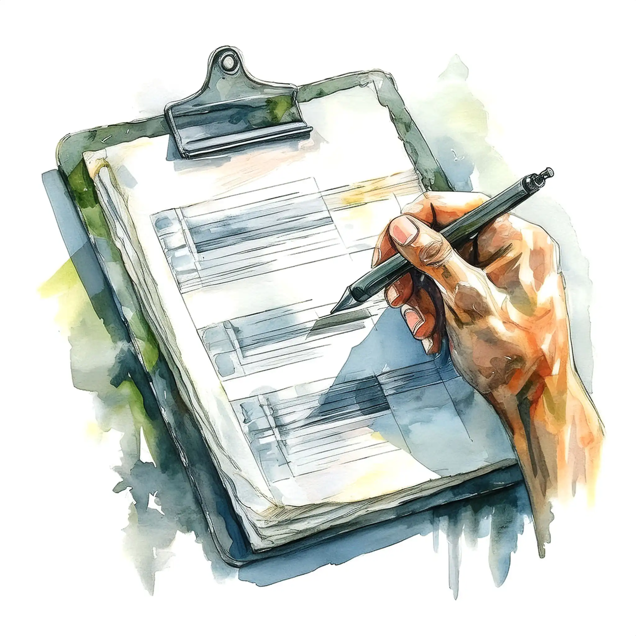 Une main rempli un formulaire papier