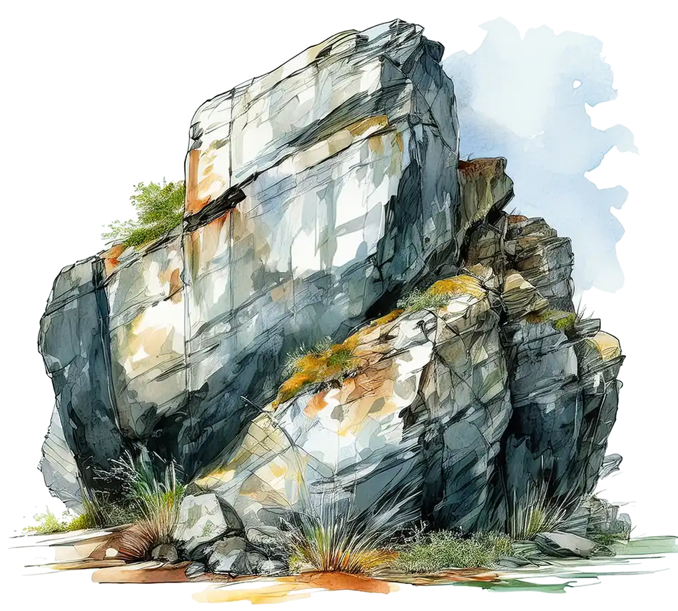 Pastel drawing of a big rock